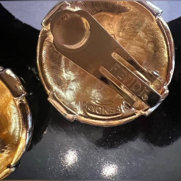 Rare Fendi FF Earrings - Gold Clip On Earrings - Picture 5 of 7